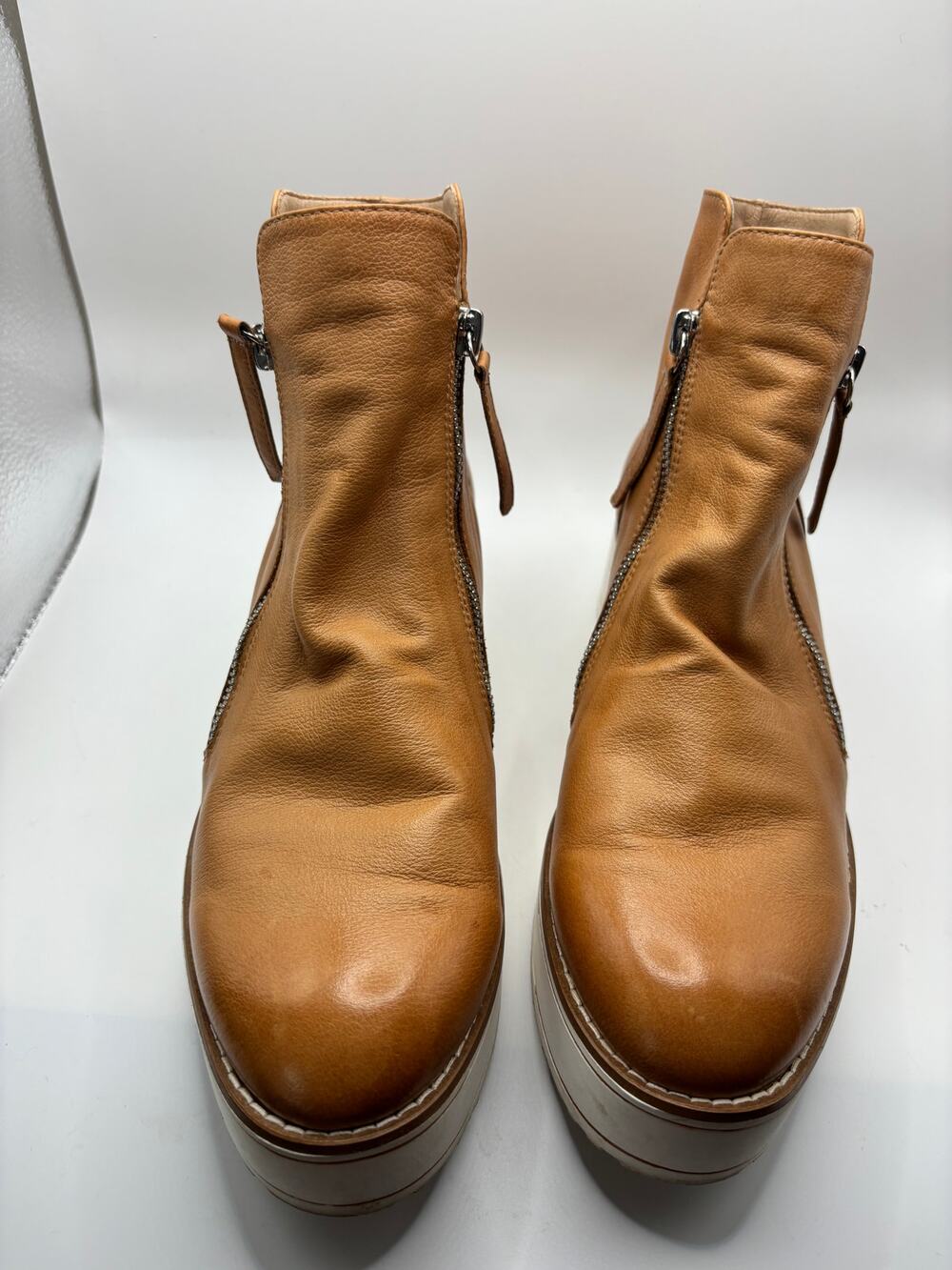 Silent D Nene Platform Boots in Tan Leather